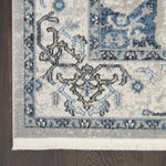 Nourison Geneva Grey/Blue 2'2" x 7'6" Area Rug, Vintage, French Country, Easy Cleaning, Non Shedding, Bed Room, Living Room, Dining Room, Kitchen, (8' x Runner)