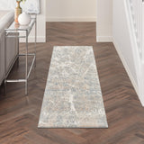 Nourison Splendid Abstract Beige Blue 2'2" x 7'6" Area Rug, Easy Clean, Non Shedding, Bed Room, Living Room, Dining Room, Kitchen (2x8)