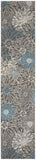 Nourison Passion Charcoal/Blue 2'2" x 10' Area Rug, Floral, Farmhouse, Easy Cleaning, Non Shedding, Bed Room, Living Room, Dining Room, Kitchen, (10' Runner)