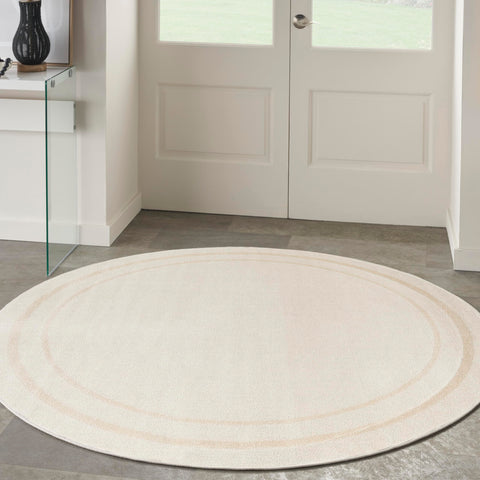 Nourison Essentials Indoor/Outdoor Ivory Gold 4' x Round Area Rug, Easy Clean, Non Shedding, Bed Room, Living Room, Dining Room, Kitchen (4 Round)