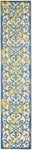 Nourison Aloha Indoor/Outdoor Ivory Blue 2'3" x 10' Area Rug, Transitional, French Country, Easy Cleaning, Non Shedding, Bed Room, Kitchen, Living Room, Deck, Backyard, (10' x Runner)