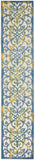 Nourison Aloha Indoor/Outdoor Ivory Blue 2'3" x 10' Area Rug, Transitional, French Country, Easy Cleaning, Non Shedding, Bed Room, Kitchen, Living Room, Deck, Backyard, (10' x Runner)