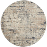Nourison Concerto Beige/Grey 4' x roundArea -Rug, Abstract, Distressed, Easy -Cleaning, Non Shedding, Bed Room, Living Room, Dining Room, Kitchen, (4' Round)
