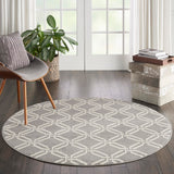 Nourison Jubilant Retro Grey 5'3" x Round Area -rug, Easy -cleaning, Non Shedding, Bed Room, Living Room, Dining Room, Kitchen (5 Round)