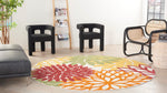 Nourison Aloha Indoor/Outdoor Red Multi Colored 5'3" x Round Area Rug, Tropical, Botanical, Easy Cleaning, Non Shedding, Bed Room, Living Room, Dining Room, Deck, Backyard, Patio (5 Round)