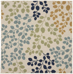 Nourison Caribbean Indoor/Outdoor Ivory 5'3" x SQUARE Area -Rug, Easy -Cleaning, Non Shedding, Bed Room, Living Room, Dining Room, Deck, Backyard, Patio (5 Square)