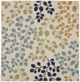 Nourison Caribbean Indoor/Outdoor Ivory 5'3" x SQUARE Area -Rug, Easy -Cleaning, Non Shedding, Bed Room, Living Room, Dining Room, Deck, Backyard, Patio (5 Square)