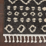 Nourison Marrakesh Shag Black Plush Area Rug 2'2" x 8'1", CHARCOAL