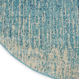 Nourison Passion Abstract Navy/Light Blue 5'3" x Round Area Rug, Easy Clean, Non Shedding, Bed Room, Living Room, Dining Room, Kitchen (5 Round)