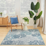Nourison Garden Oasis Indoor/Outdoor Blue 5' x 7' Area Rug, Easy Cleaning, Non-Shedding, Bed Room, Living Room, Dining Room, Backyard, Deck, Patio (5x7)