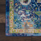 Nourison Global Vintage Traditional Blue 4' x 6' Area Rug, Easy Clean, Non Shedding, Bed Room, Living Room, Dining Room, Kitchen (4x6)