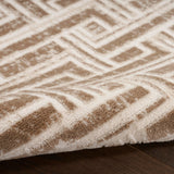Nourison Serenity Home Geometric Mocha Ivory 2'2" x 7'6 Area Rug, Easy Clean, Non Shedding, Bed Room, Living Room, Dining Room, Backyard, Deck, Patio (2x8)