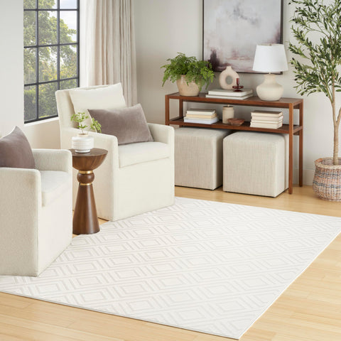 Nourison Casual Ivory 5'3" x 7' Area Rug Easy Clean, Non Shedding, Bed Room, Living Room, Dining Room, Kitchen (5' x 7')