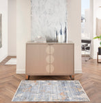 Nourison Modern Abstract Abstract Grey Blue 3'3" x 5'3" Area -rug, Easy -cleaning, Non Shedding, Bed Room, Living Room, Dining Room, Kitchen (3x5)