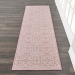 Nourison Jubilant 6' Runner Ivory Pink Fabric Transitional Area Rug