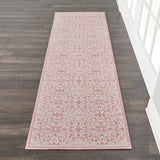 Nourison Jubilant 6' Runner Ivory Pink Fabric Transitional Area Rug