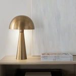 Nourison 16" Antique Gold Metal Mushroom Table Lamp, Modern, Retro, Desk Light for Bedroom, Dining, Office, Entryway