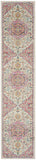 Nourison Passion Traditional Ivory Pink 2'2" x 12' Area Rug, Easy Clean, Non Shedding, Bed Room, Living Room, Dining Room, Kitchen (2x12)