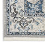 Nourison Geneva Grey/Blue 2'2" x 7'6" Area Rug, Vintage, French Country, Easy Cleaning, Non Shedding, Bed Room, Living Room, Dining Room, Kitchen, (8' x Runner)