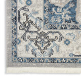 Nourison Geneva Grey/Blue 2'2" x 7'6" Area Rug, Vintage, French Country, Easy Cleaning, Non Shedding, Bed Room, Living Room, Dining Room, Kitchen, (8' x Runner)