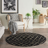 Nourison Grafix Tribal Black 5' Round Area Rug, 5'3" x Round