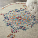 Nourison Passion Transitional Bohemian Grey/Multi 5'3" x Round Area Rug (5' Round)