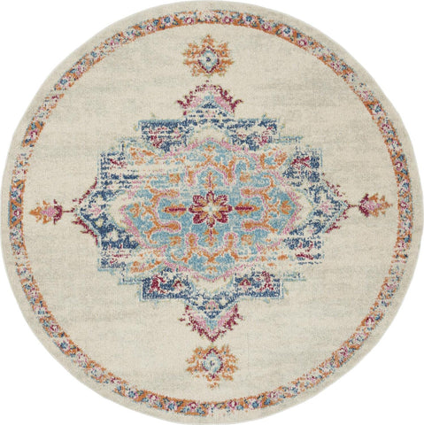Nourison Passion Transitional Bohemian Grey/Multi 5'3" x Round Area Rug (5' Round)