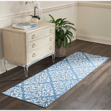 Nourison Grafix Vintage Blue 2'3'' x 7'6'' Area-Rug, Easy-Cleaning, Non Shedding, Bed Room, Living Room, Dining Room, Kitchen (2x7)