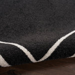Nourison Essentials Indoor/Outdoor Solid Bordered Black Ivory 3' x 5' Area Rug, Easy Cleaning, Non Shedding, Bed Room, Living Room, Dining Room, Backyard, Deck, Patio (3x5)