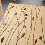 Nourison Grafix Cream 3'9" x 5'9" Area Rug, Modern, Botanical , Bed Room, Living Room, Dining Room, Kitchen, Easy Clean, Non Shedding, (4' x 6')