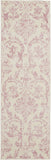 Nourison Jubilant Damask Ivory/Pink 2'3'' x 7'3'' Area-Rug, Easy-Cleaning, Non Shedding, Bed Room, Living Room, Dining Room, Kitchen (2x7)