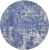 Nourison Whimsicle Abstract Blue Ivory 5' x round Area -Rug, Easy -Cleaning, Non Shedding, Bed Room, Living Room, Dining Room, Kitchen (5 Round)