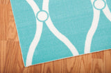 Nourison Home & Garden Indoor/Outdoor Aqua 4'4" x 6'3" Area-Rug, Easy-Cleaning, Non Shedding, Bed Room, Living Room, Dining Room, Kitchen (4x6)