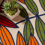 Nourison Aloha Indoor/Outdoor Multicolor 7'10" x 10'6" Area Rug, Tropical, Botanical, Easy-Cleaning, Non-Shedding, Bed Room, Kitchen, Living Room, Deck, Backyard, (8' x 11')