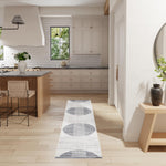 Nourison Astra Machine Washable Geometric Ivory Blue 2'2" x 10' Area -Rug, Easy -Cleaning, Non Shedding, Bed Room, Living Room, Dining Room, Kitchen (2x10)