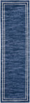 Nourison Essentials Indoor/Outdoor Solid Bordered Navy/Ivory 2'2" x 7'6 Area Rug, Easy Cleaning, Non Shedding, Bed Room, Living Room, Dining Room, Backyard, Deck, Patio (2x8)