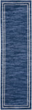 Nourison Essentials Indoor/Outdoor Solid Bordered Navy/Ivory 2'2" x 7'6 Area Rug, Easy Cleaning, Non Shedding, Bed Room, Living Room, Dining Room, Backyard, Deck, Patio (2x8)