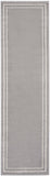 Nourison Essentials Indoor/Outdoor Solid Bordered Grey/Ivory 2'2" x 7'6 Area Rug, Easy Cleaning, Non Shedding, Bed Room, Living Room, Dining Room, Backyard, Deck, Patio (2x8)