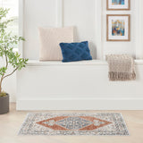 Nourison Astra Machine Washable Traditional Grey/Multi 2'2" x 4' Area Rug, Non Shedding, Easy Clean Bed Room, Living Room, Dining Room, Kitchen (2x4)