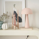 Nourison EPT01 16" Metal Mushroom Table Modern, Retro, Desk, Bedside, Living Room, Office Lamp, Small, Blush Pink