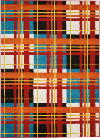 Nourison Oakdale Red 5'3" x 7'3" Area Rug - Easy Clean, Non Shedding, Bed Room, Living Room, Dining Room, Kitchen (5' x 7')