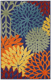 Nourison Aloha Indoor-Outdoor Navy Multicolor 2'8" x 4' Area Rug, Easy Cleaning, Non Shedding, Bed Room, Living Room, Dining Room, Backyard, Deck, Patio (3x4)