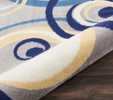 Nourison Grafix Mid-century Grey 2'3" x 7'6" Area -Rug, Easy -Cleaning, Non Shedding, Bed Room, Living Room, Dining Room, Kitchen (2x7)