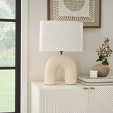 Nourison 21" Off White Textured Arch Table Lamp for Bedroom, Living Room, Console, Entryway
