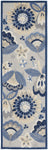 Nourison Aloha Indoor/Outdoor Blue/Grey 2'3" x 8' Area Rug, Floral, Contemporary, Easy-Cleaning, Non-Shedding, Bed Room, Living Room, Deck, Backyard, (8' x Runner)
