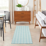 Nourison Reversible Indoor Outdoor Aqua 2'2" x 8' Area Rug Easy Clean, Non Shedding, Bed Room, Living Room, Dining Room, Kitchen (8' Runner)