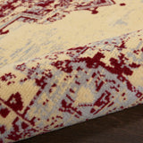 Nourison Grafix Traditional Cream/Red 5'3" x Round Area Rug, Easy Clean, Non Shedding, Bed Room, Living Room, Dining Room, Kitchen (5 Round)