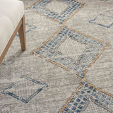 Nourison Concerto Moroccan Ivory/Grey/Blue 5'3" x 7'3" Area-Rug, Easy-Cleaning, Non Shedding, Bed Room, Living Room, Dining Room, Kitchen (5x7)