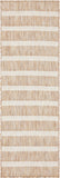 Nourison Positano Beige 2' x 6' Striped Area Rug, Easy Clean, Non Shedding, Bedroom, Living Room, Dining Room, Kitchen (6' Runner)