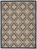 Nourison Aloha Indoor/Outdoor Navy 3'6" x 5'6" Area Rug, Tropical, Botanical, Easy Cleaning, Non Shedding, Bed Room, Living Room, Dining Room, Deck, Backyard, Patio (3x5)